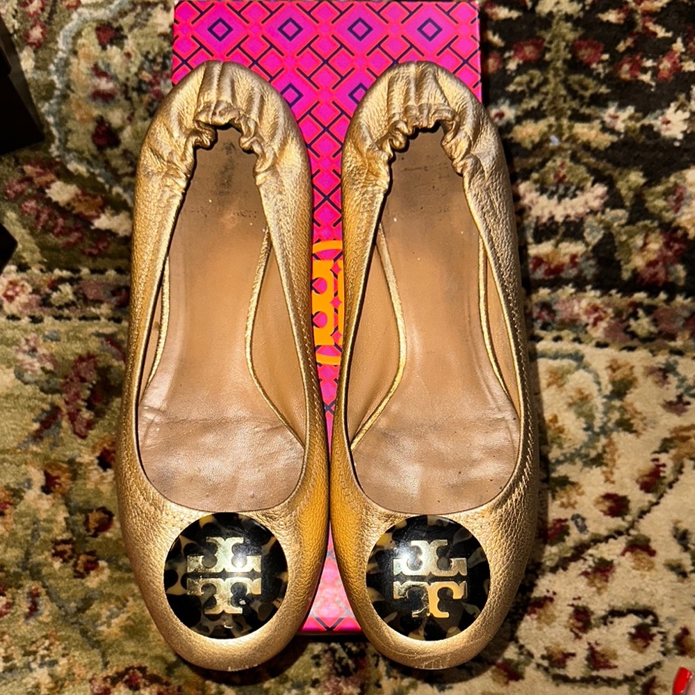 Tory Burch Gold Ballet Flats